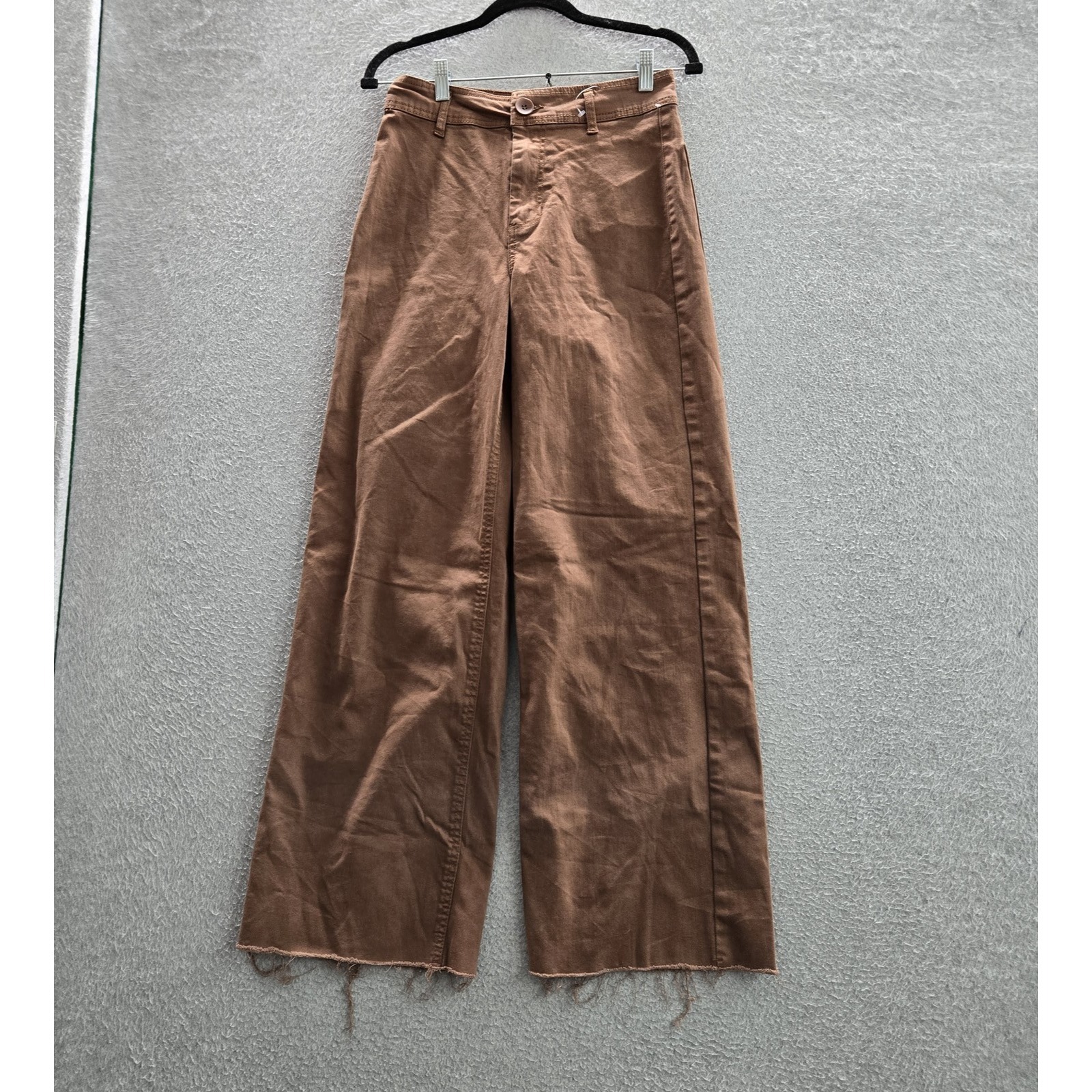 Oat Jeans 4 Brown Harvest Wheat Wide Leg Denim High Rise Frayed 30" Inseam